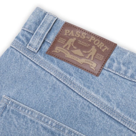 Passport Workers Club Jean Short in Washed Light Indigo