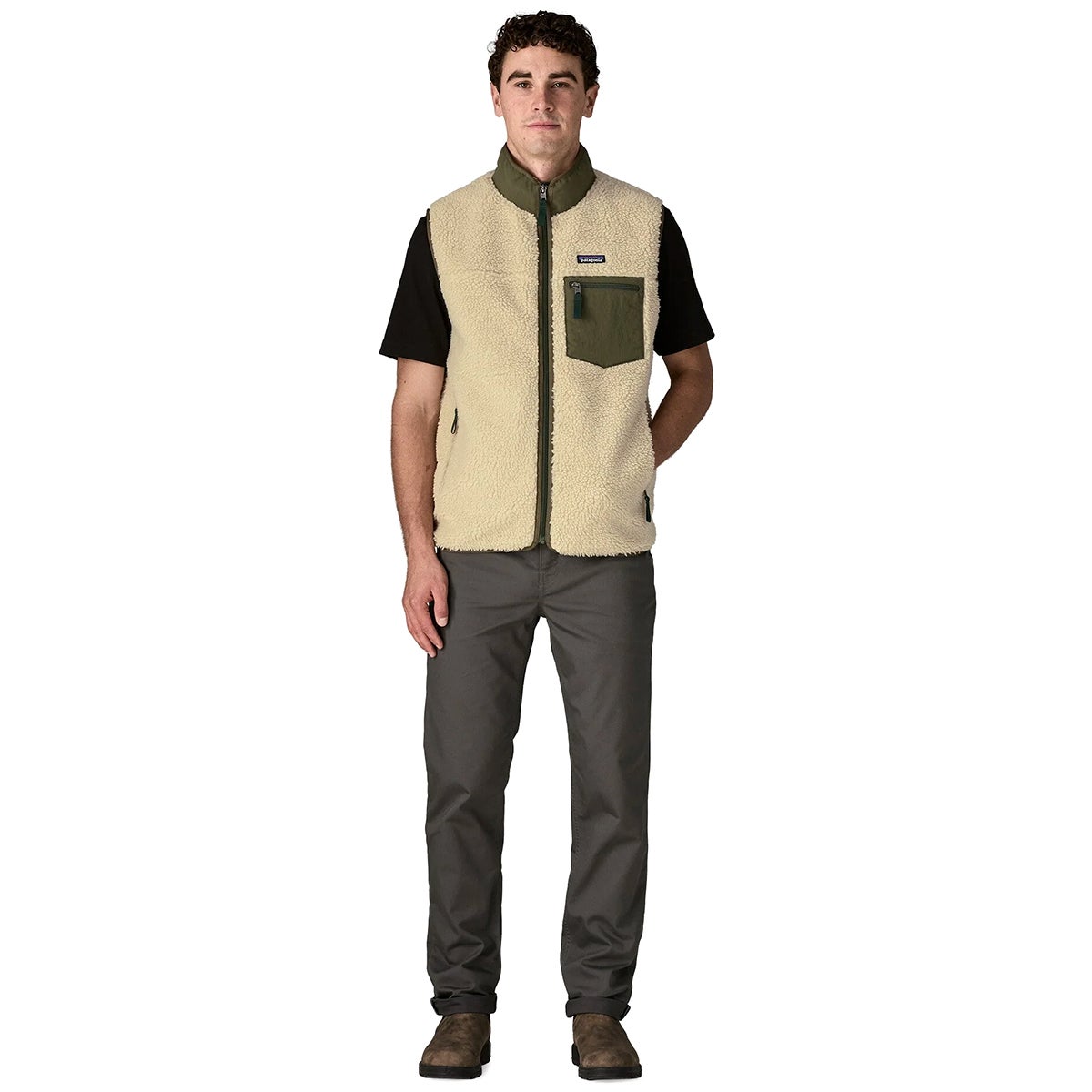 トップス Patagonia Work Wear Vest Patagonia Classic Retro-X Vest in Dark Natural/Basin Green