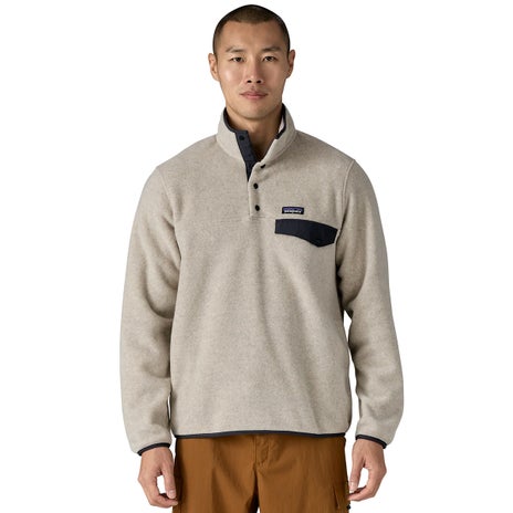 Patagonia LW Synchilla Snap T Pullover in Oatmeal Heather/Smolder Blue