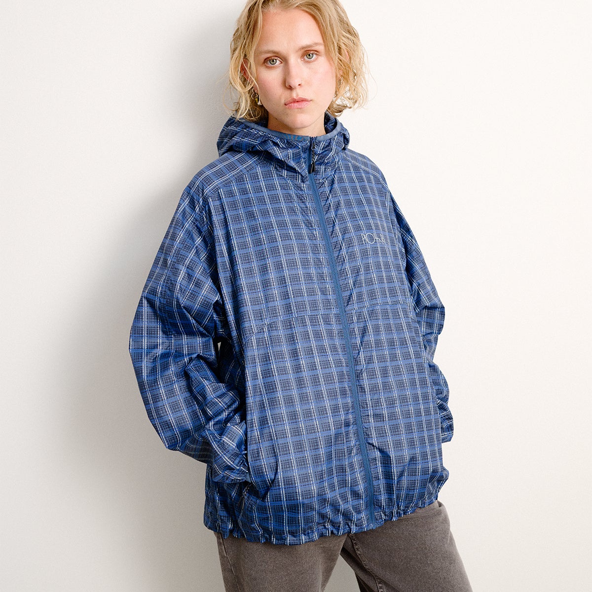 Polar Chase Light Shell Jacket in Blue Check | Boardertown