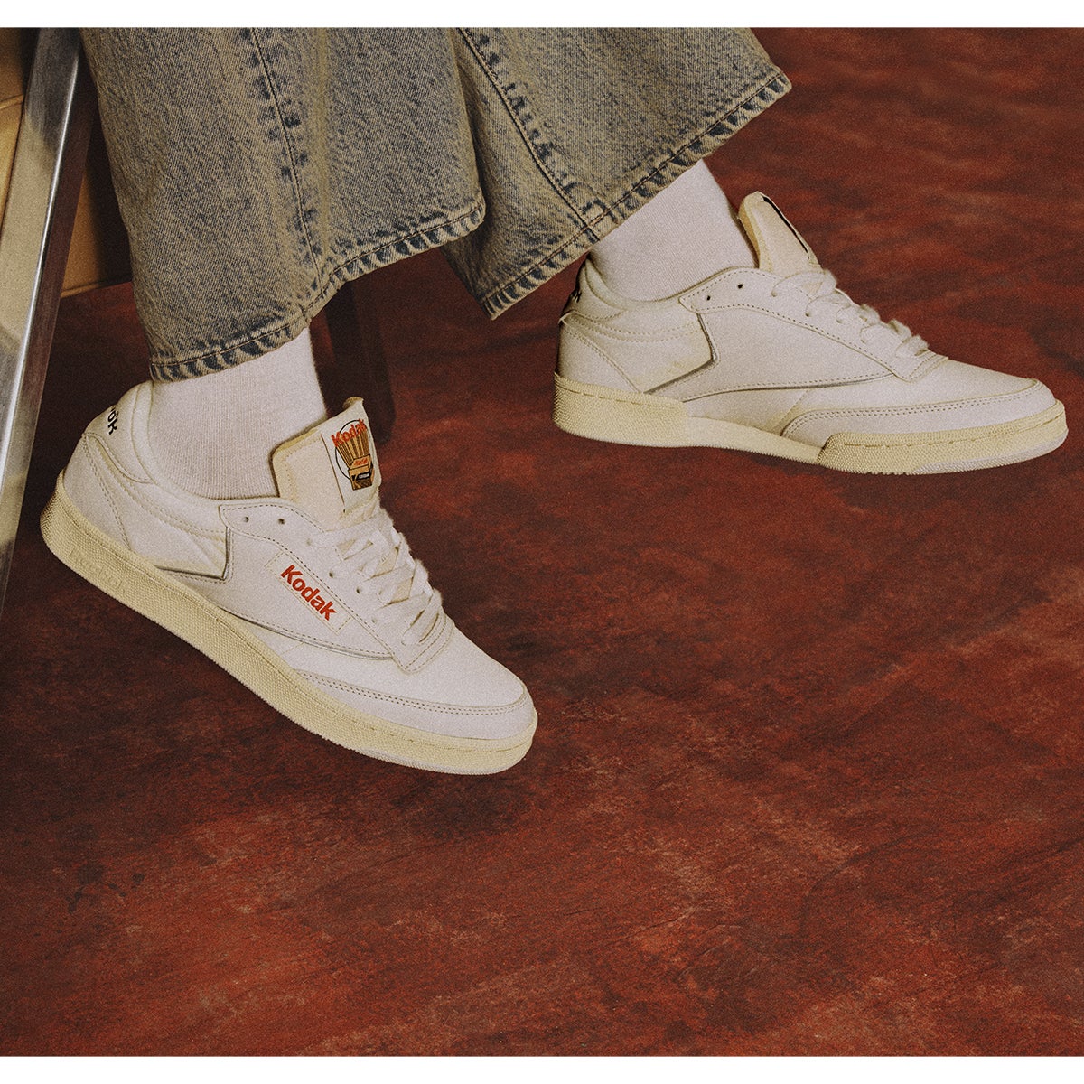 Reebok X Kodak Club C 85 Shoe in Chalk/Cream/Red Boardertown