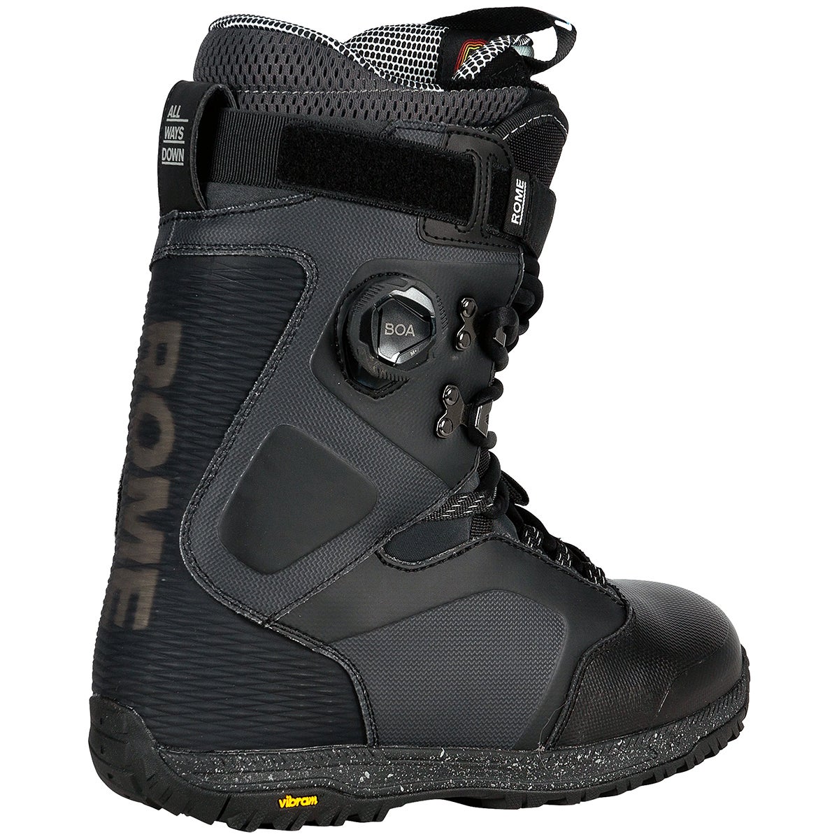 rome bastille snowboard boot Libertine Lace 2025 Romes Libertine Hybrid Boa Black boots feature a hybrid system combining Boa knurling and traditional laces for fast Rome Libertine 2022-2023 Snowboard Boots