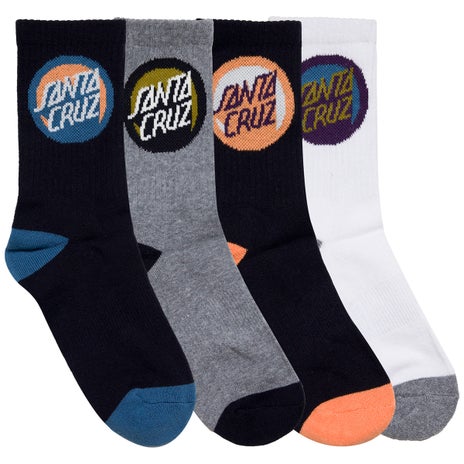 Santa Cruz Bold Shadow Dot Youth Sock 4 Pack in Multi