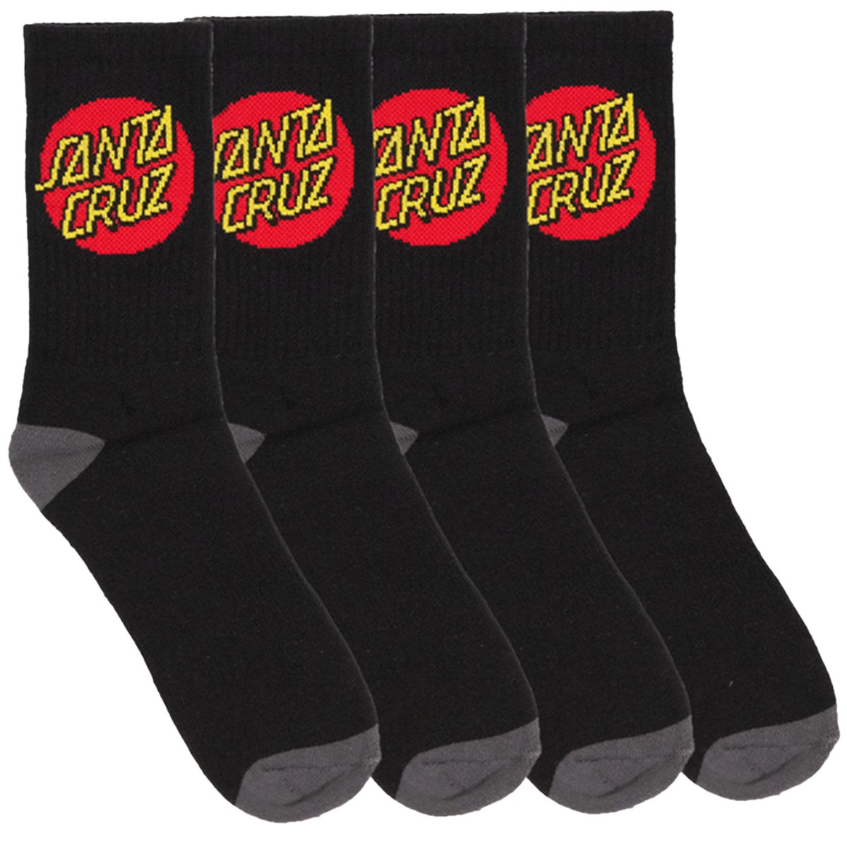 Santa Cruz Classic Dot Youth Sock 4 Pack in Black Boardertown