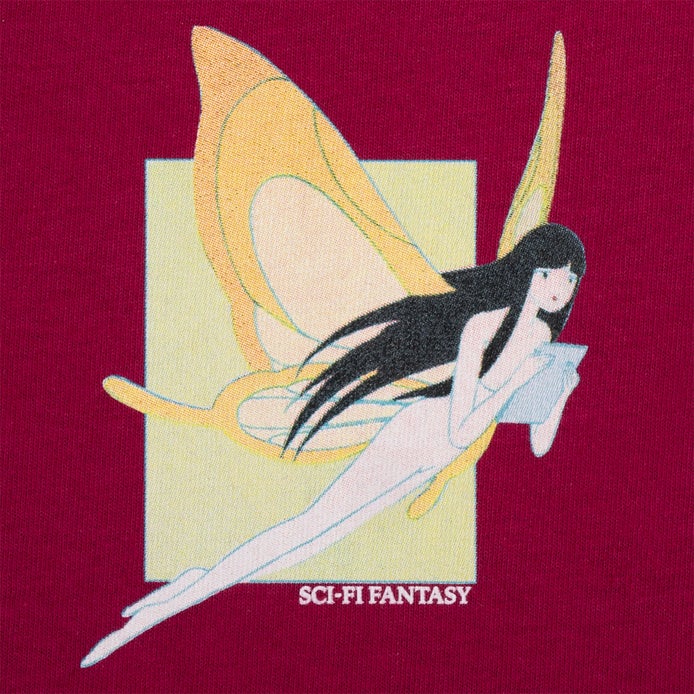 Sci-Fi Fantasy Moth Girl Tee in Berry