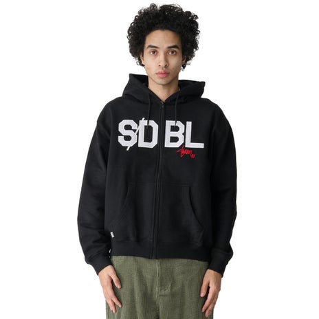 S/Double Applique Zip Thru Hood in Black
