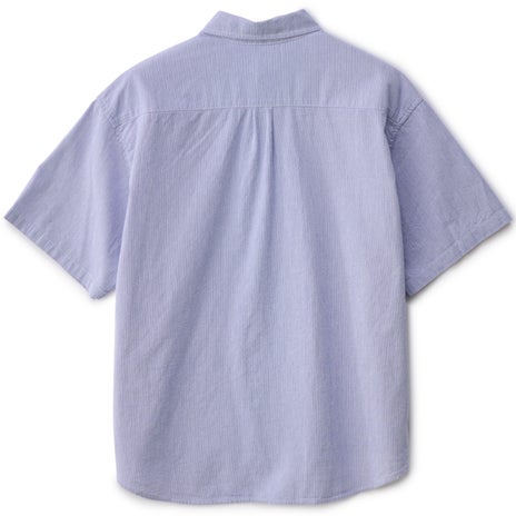 S/Double Classic Oxford S/S Shirt in Navy Stripe
