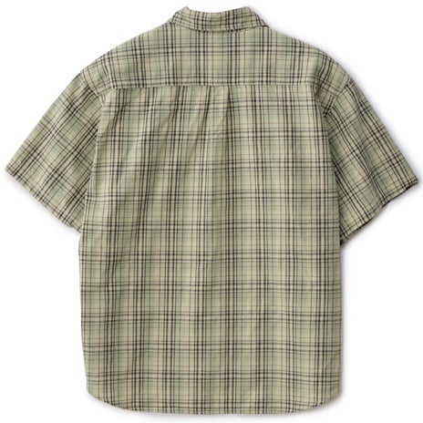 S/Double Ground Plaid S/S Shirt in Sage Green