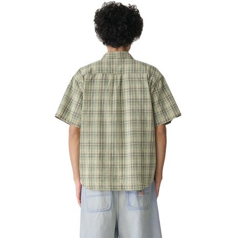 S/Double Ground Plaid S/S Shirt in Sage Green