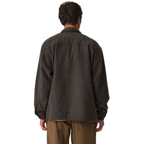 S/Double Plaid Zip-Thru L/S Shirt in Brown