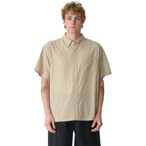 S/Double Stock Check Classic S/S Shirt in Artichoke