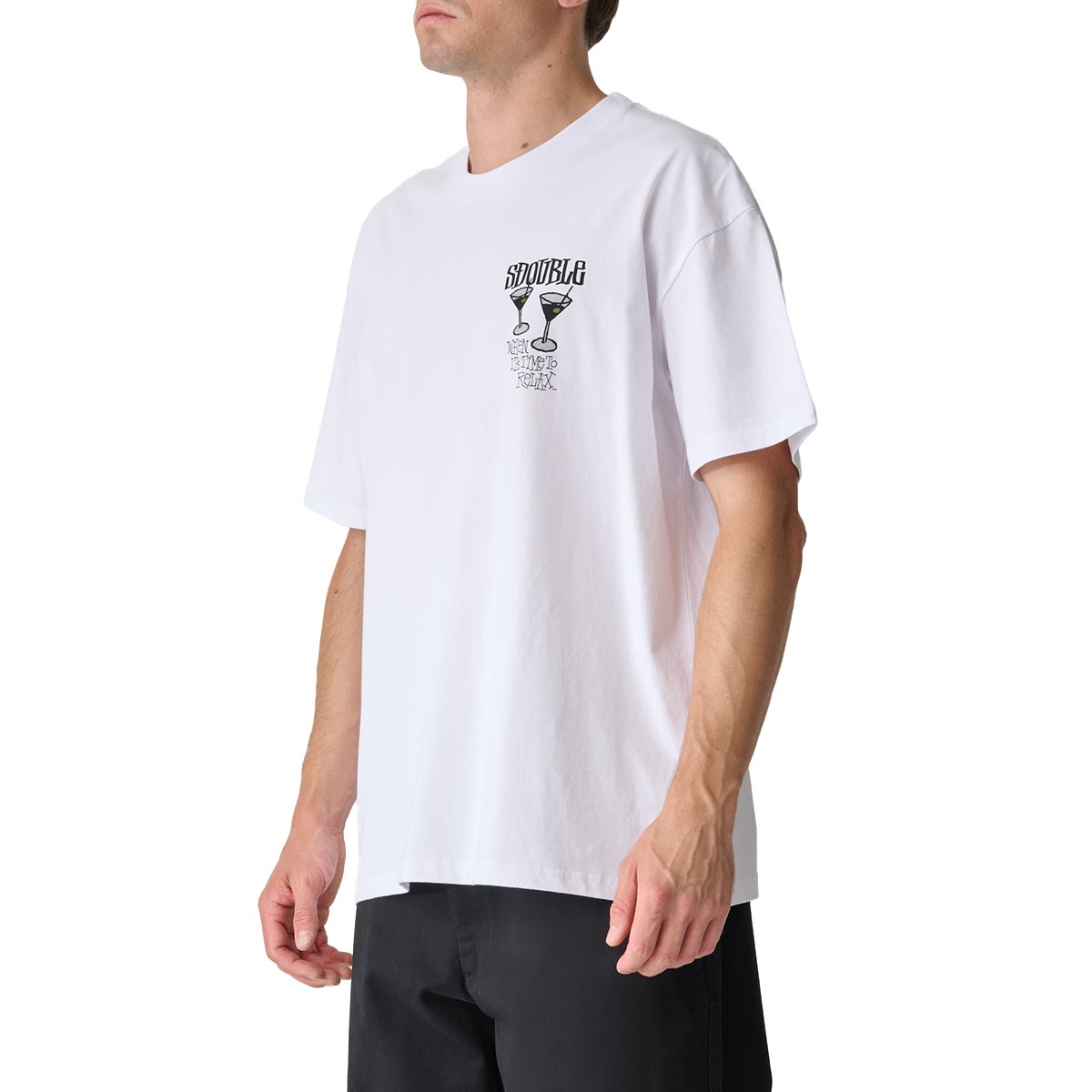 S/Double Time To Relax Tee in White | Boardertown US