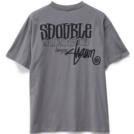 S/Double World Wide Roots Tee in Steel Grey
