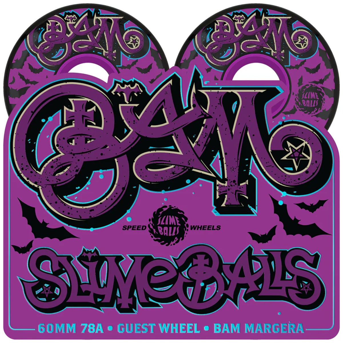 Slime Balls Bam Margera OG 78A Skateboard Wheels in OG Slime Black