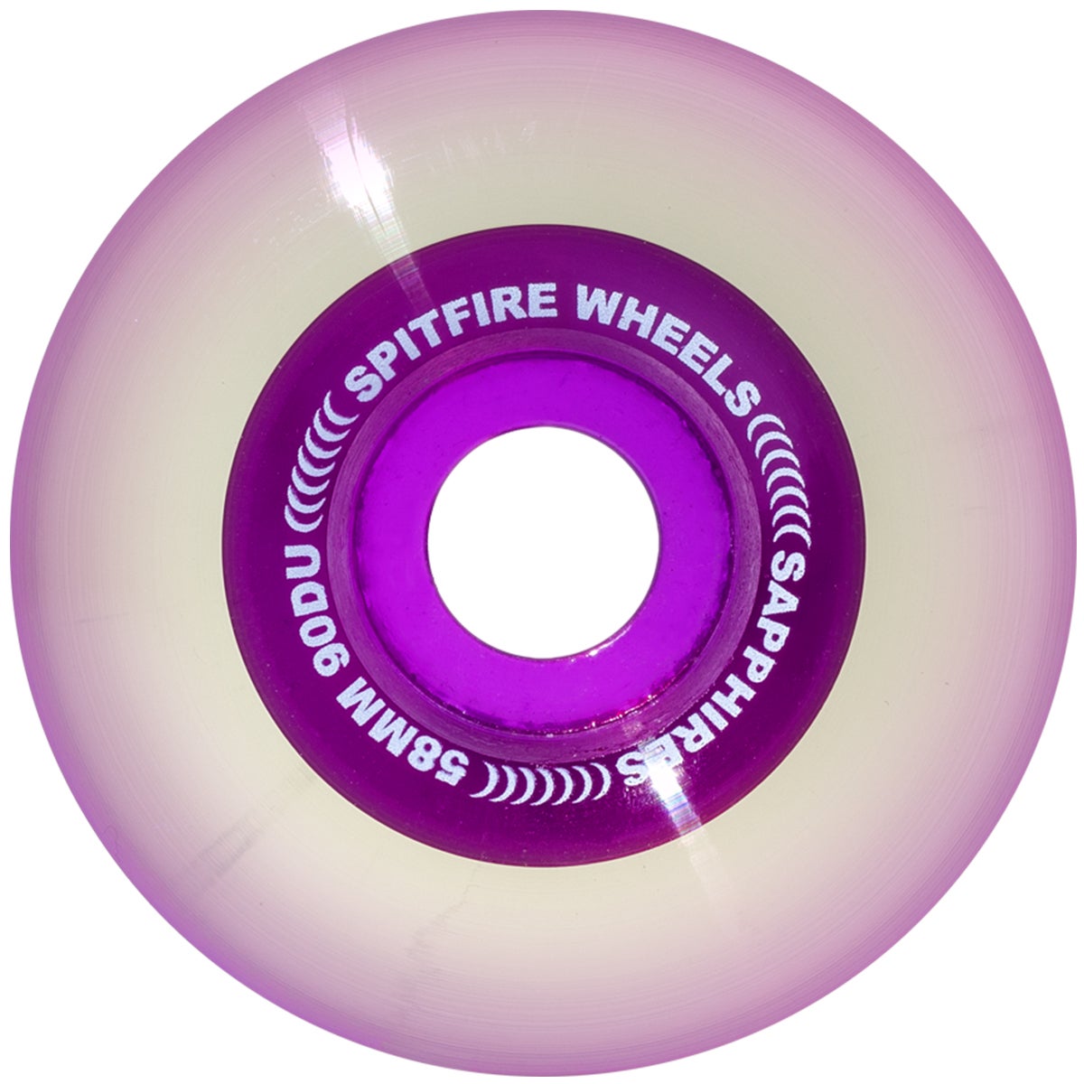 Spitfire 90DU Sapphire Skateboard Wheel in Clear/Purple Boardertown