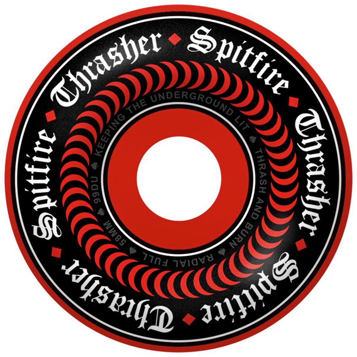 Spitfire F4 99DU X Thrasher Oath Radial Full Skateboard Wheels in