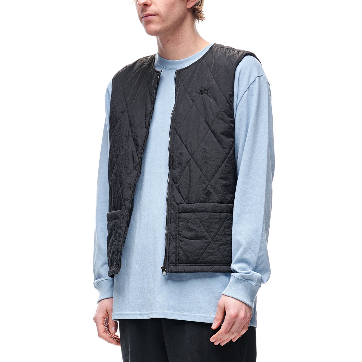 stussy diamond quilted vest ステューシーベスト L ダウン