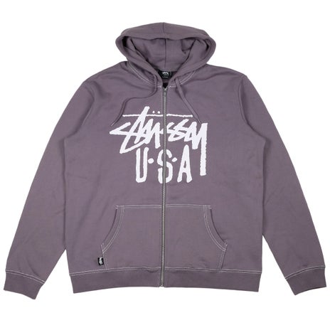 Stussy USA Zip Hood in Charcoal
