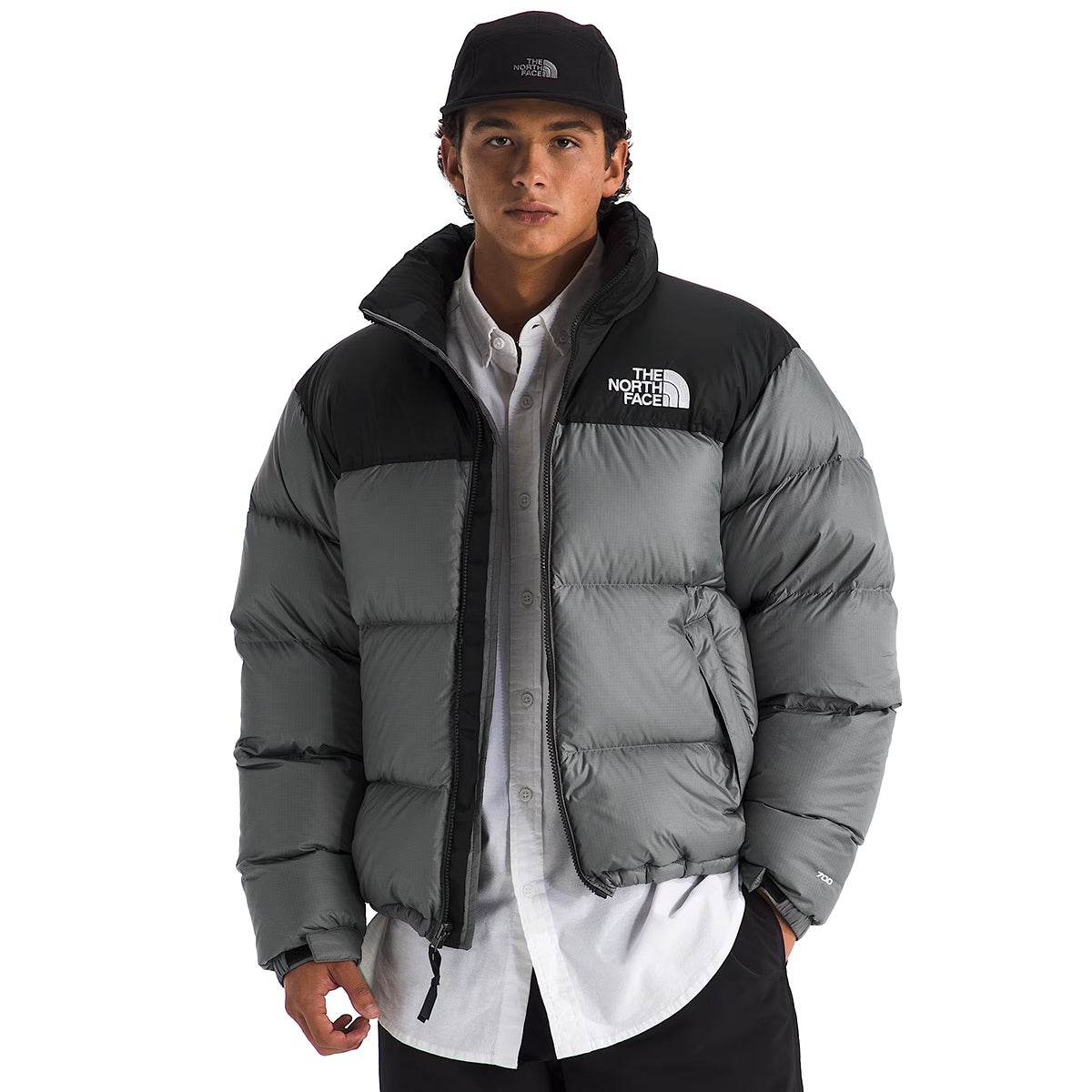 The North Face 1996 Retro Nuptse Jacket in Smoked Pearl/TNF Black