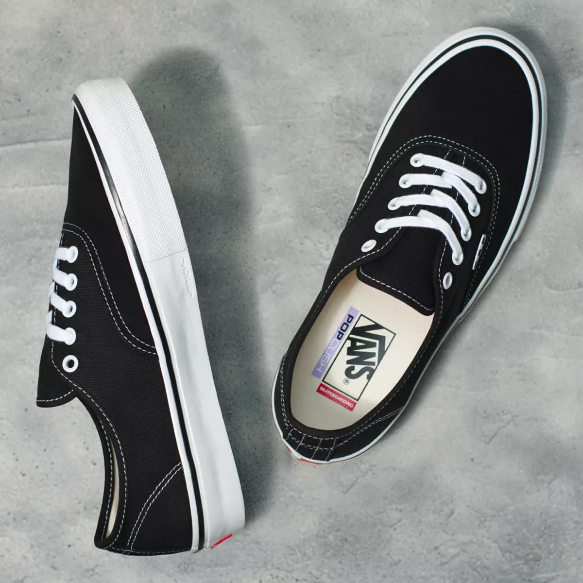 Vans authentic pro black sales white