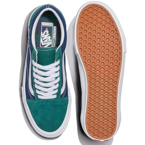Vans Skate Old Skool Shoe in Tartan Green/Blue