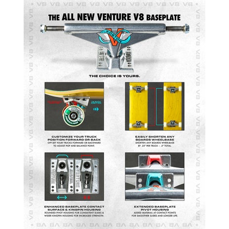 Venture Koston V8 Polished Skateboard Trucks in Koston