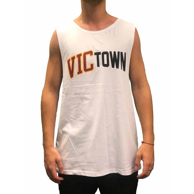 Vic x Boardertown Logo Muscle in White