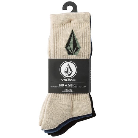 Volcom Full Stone Mix Sock 3 Pack in Pale Khaki