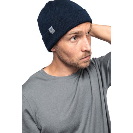 Woolf Totten Merino Beanie in Navy