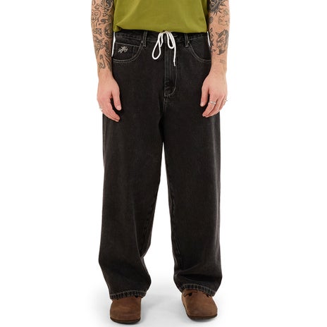 Worship Be Cool Big Lounger Jean in Black Rinse