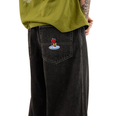 Worship Be Cool Big Lounger Jean in Black Rinse