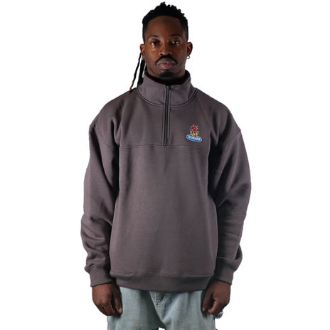 Worship Be Cool Quarter Zip Fleece in Worn Black