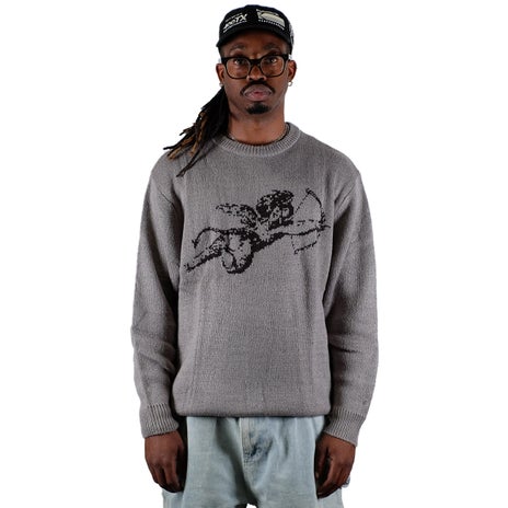 Worship Cherub Brushed Crew Knit in Steel Grey