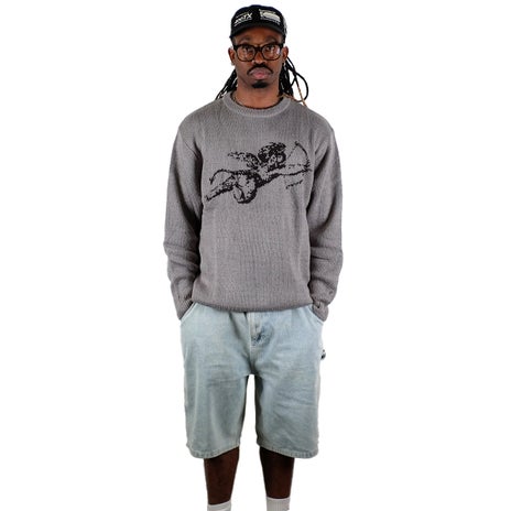 Worship Cherub Brushed Crew Knit in Steel Grey
