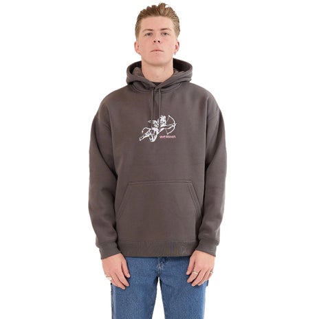 Worship Cherub Pull Over Hood in Worn Black