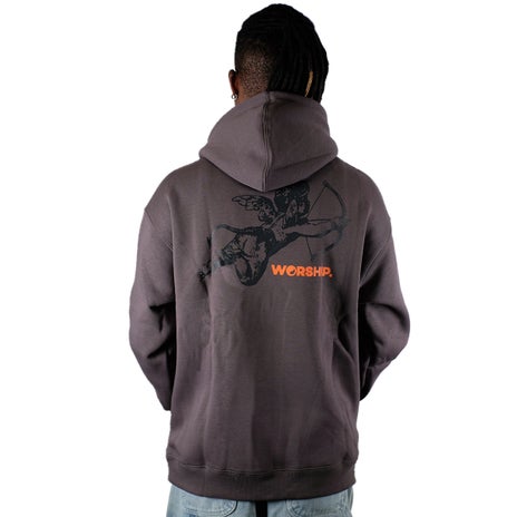Worship Cherub Pull Over Hood in Worn Black