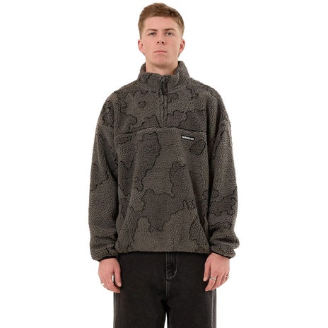 Worship Delirium Quarter Zip Sherpa Fleece in Steel Grey
