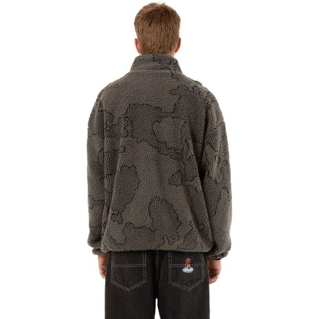 Worship Delirium Quarter Zip Sherpa Fleece in Steel Grey