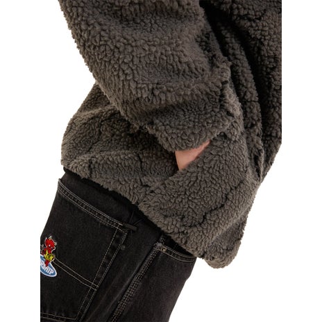Worship Delirium Quarter Zip Sherpa Fleece in Steel Grey