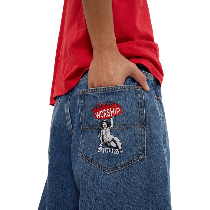 Worship Hold Up Big Dawg Jean Short in Sky High Blue