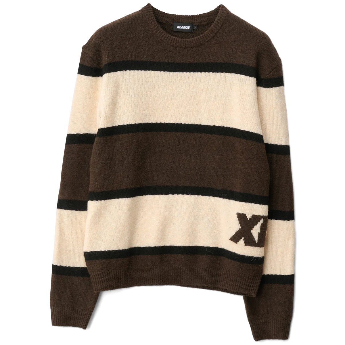 X Large Italic Stripe Knit Sweater in Brown | Boardertown AU